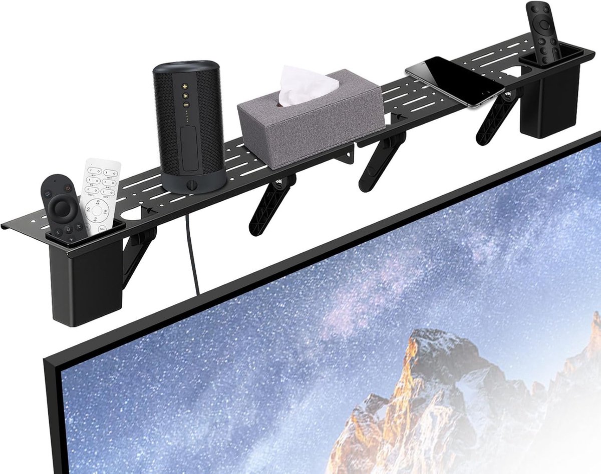 2 Pcs Top TV Tablet, Foldable Top Shelf, TV Decoder Rack, Cable Holder, Media Boxes, Game Console, Remote Controls - ShopVlot