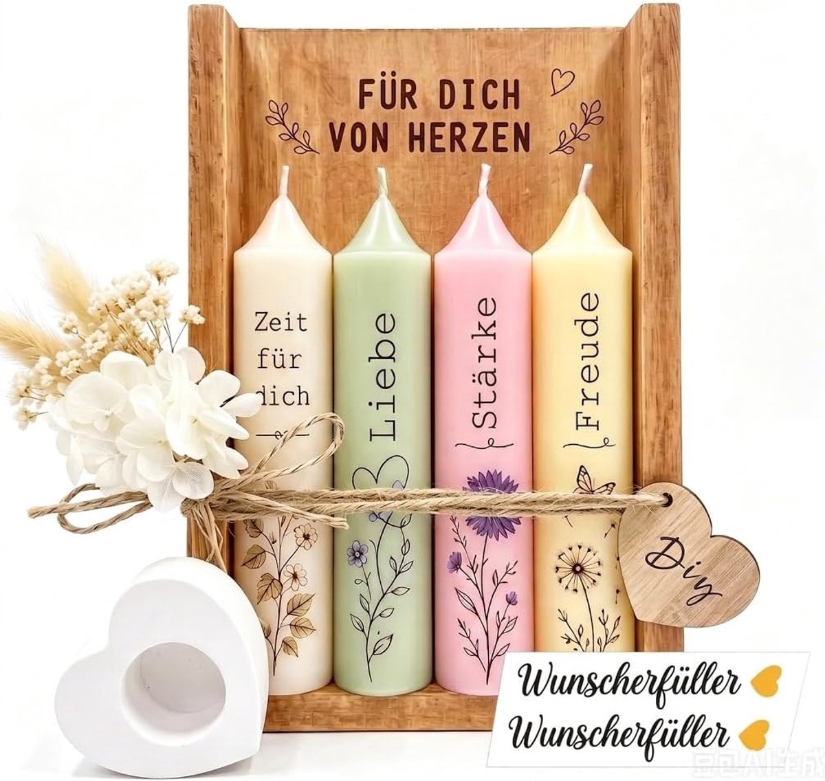 Creatieve kaarsenset met kaarsenhouder, cadeau voor vrouwen, moeder, vriendin, zus en collega voor verjaardag, rituele - ShopVlot