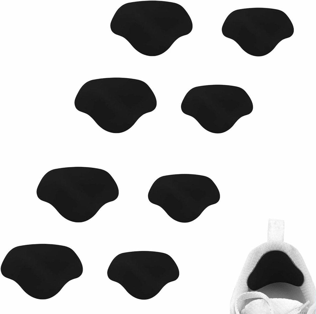 4 Pairs Sneaker Repair Patches, Adhesive Shoes, Heel, Suitable for Most Types of Shoes, Black - ShopVlot