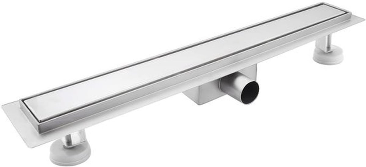 Douchegoot extra plat 80 cm - Roestvrij staal - Douchegoot sifon - Douchegoot haak - Afvoerputje zeefje - Verstelbare installatiehoogte