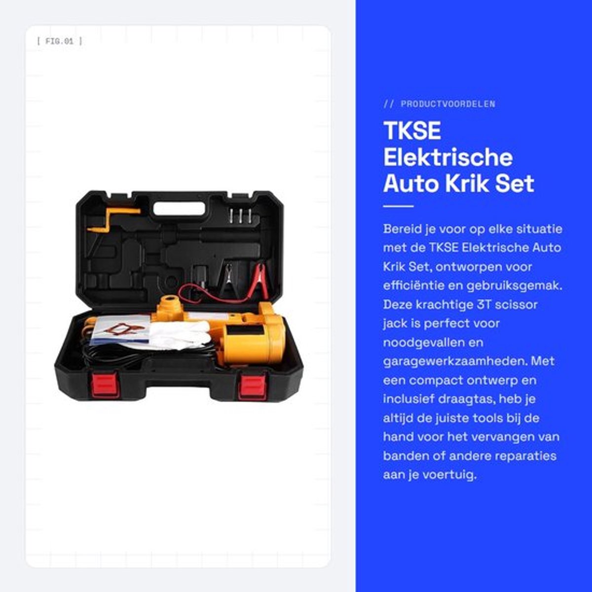 Elektrische Auto Krik Set - 3T Scissor Jack voor SUV's en Garage met Draagtas