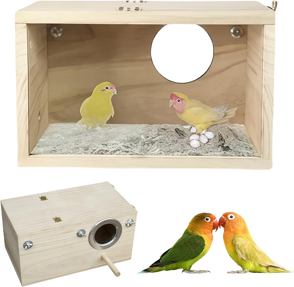Nestkast voor Parkieten - Transparant Ontwerp - Houten Nestbox - Geschikt voor Binnen en Buiten - ShopVlot
