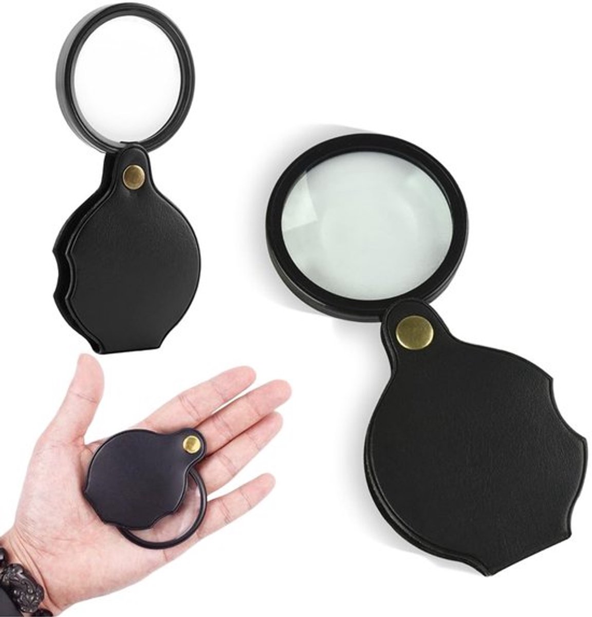 Vergrootglas 10-voudige vergroting - Mini-zakvergrootglas - Draagbaar - Opvouwbaar - 2 stuks - Hoogwaardige optische lenzen - Handloep