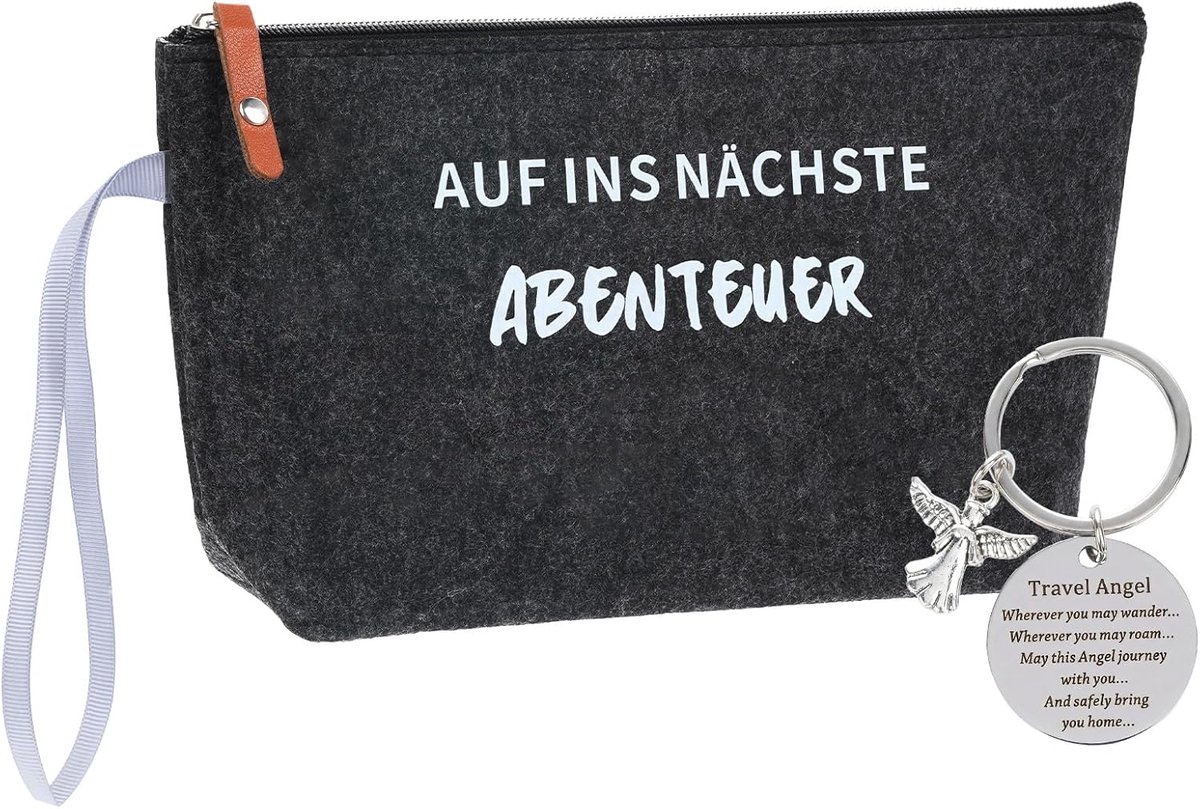Make-uptas klein - Vilten toilettas met beschermengel - Perfect cadeau voor reizigers - ShopVlot