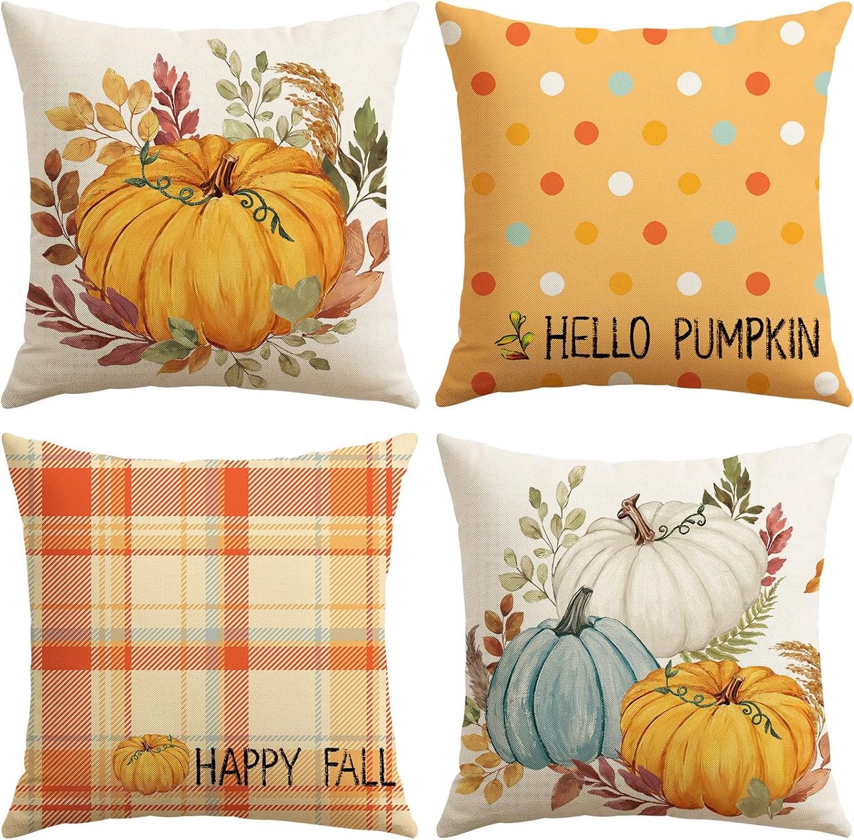 Kussenslopen 50x50cm - set van 4 - herfstpatroon - perfect voor decoratie - ShopVlot