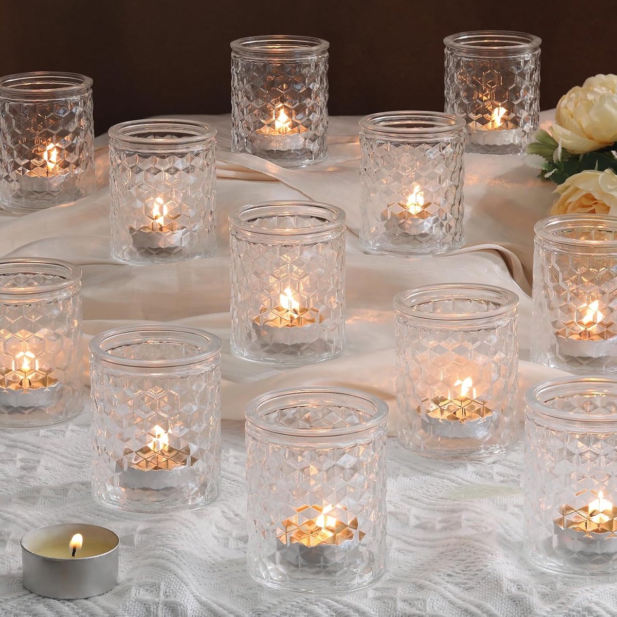12 pieces transparent votive candle holders - ShopVlot