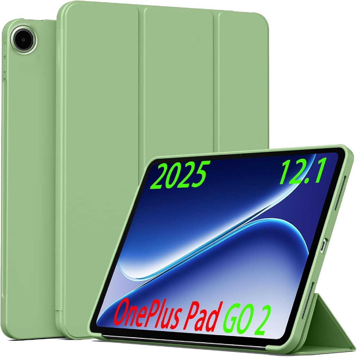 Case Compatible with OnePlus Pad GO 2 12.1 2025, Slim PU Leather Protective Case with Triple Stand, Soft TPU Back - ShopVlot