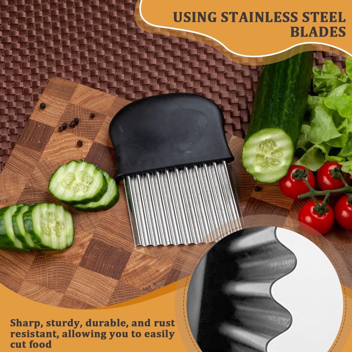 2 pieces wave cutter, corrugated knife, wave cutting knife, stainless steel corrugated knife, wave cutter for fruit - ShopVlot