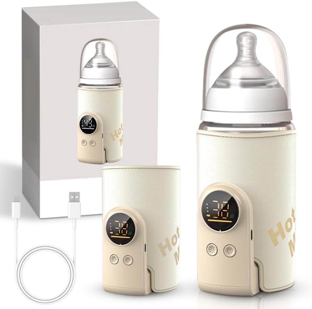 Flessenwarmer USB Opladen - 18 W - LCD Display - 6 Instelbare Temperatuur niveaus - ShopVlot