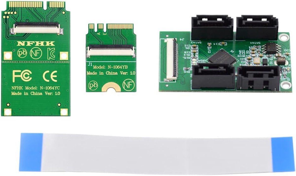 Mini PCI-E PCI Express & NGFF A+E Key to SATA 3.0 Four Ports Adapter Cable 6Gbps Hard Drive Extension Card for SSD - ShopVlot
