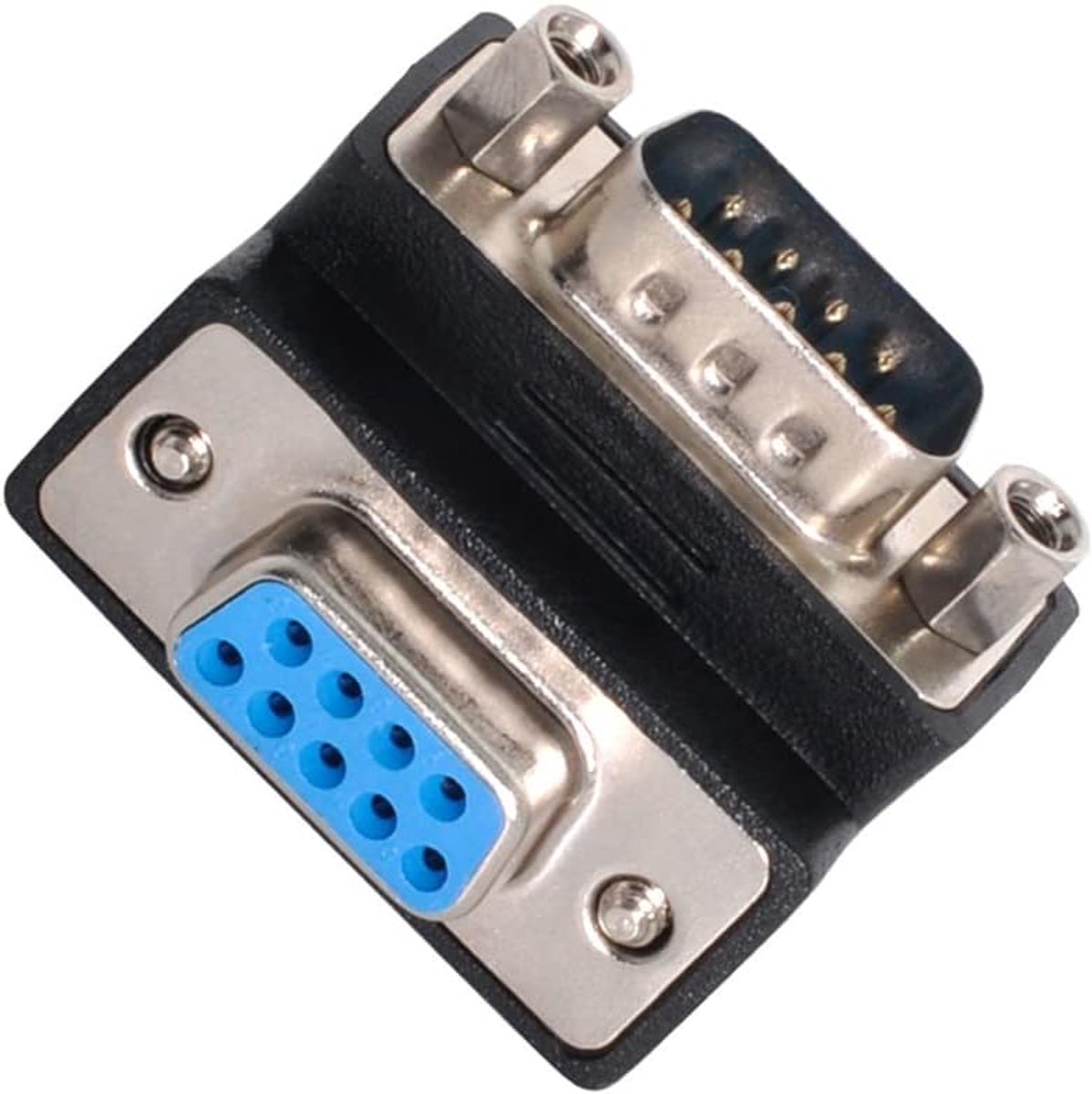 cablecc 90 Degree Down Curved DB9P Plug to D-Sub-RS232-9 Pin Extension Adapter - ShopVlot