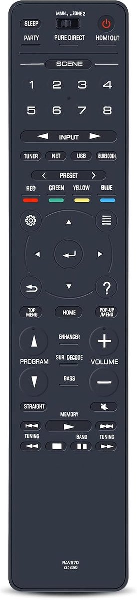 RAV570 ZZ47560 Afstandsbediening Geschikt voor Yamaha Audio Receiver RX-A780, RX-V685, TSR-7850, RX-A880, RX-V685 - ShopVlot