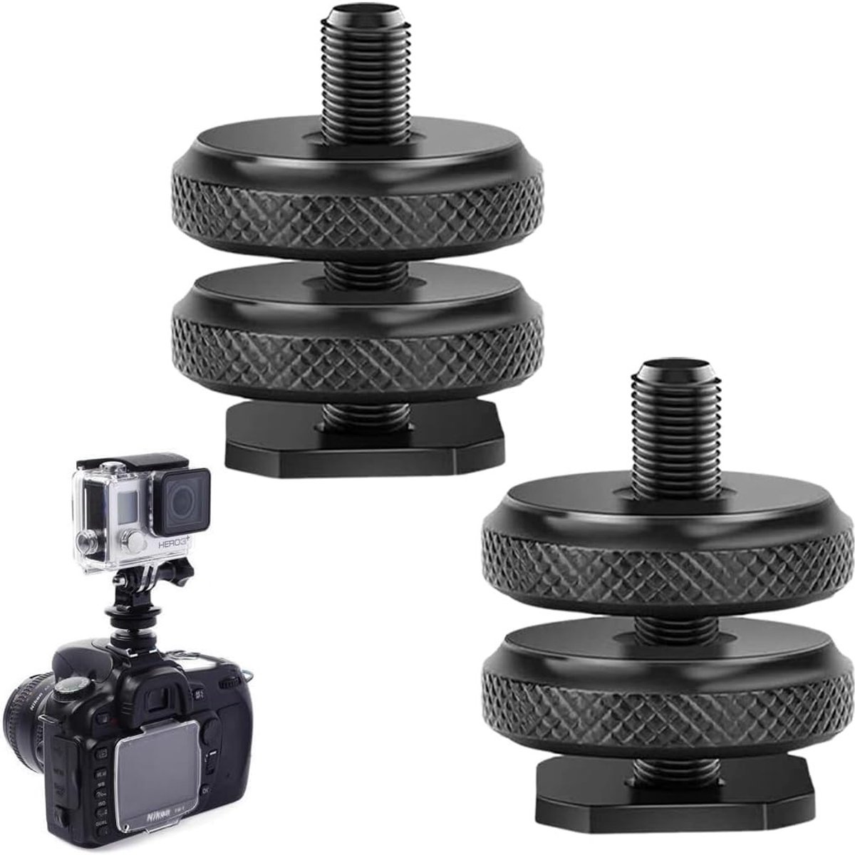 2 Stuks Universele Hot Shoe Bevestigingen voor Camera's en Fotostatieven - Stabiliteit en Veiligheid