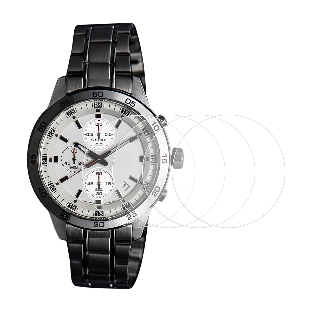 QUARKZMAN 4 stuks Displaybeschermfolie voor horloge 36 mm 9H gehard glas HD transparant gebogen rand krasbestendig - ShopVlot