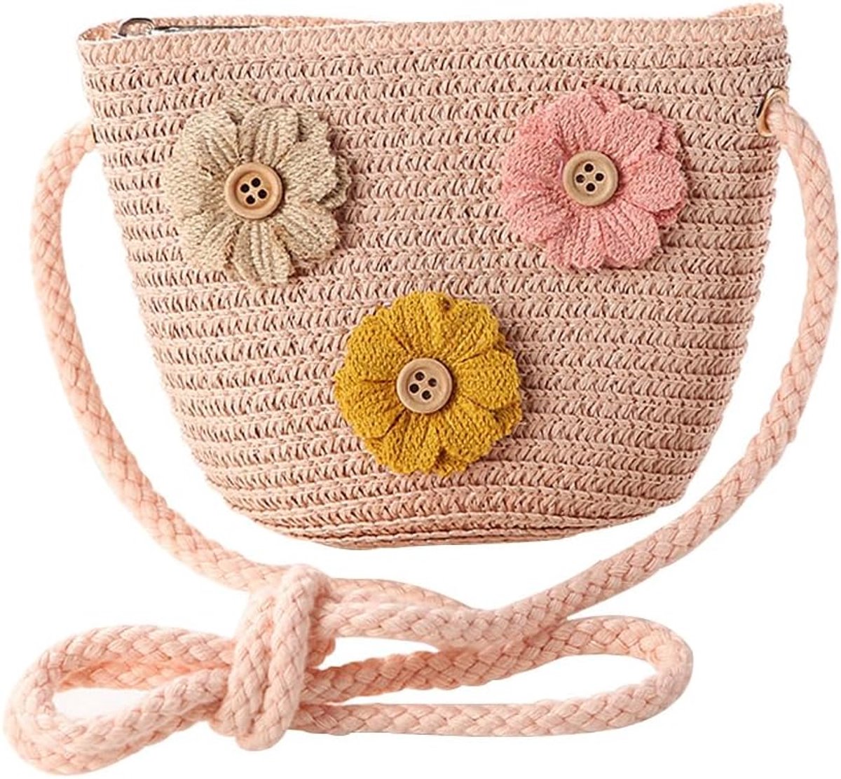 Stro Strand Tote Bag Leuke Crossbody Tas Bloem Geweven Schoudertassen Zomer Stro Tas Lichtgewicht Schouder Handtas - ShopVlot