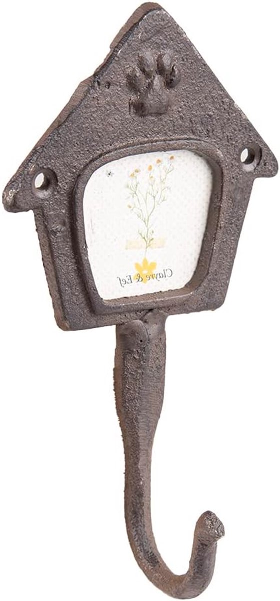 Clayre & Eef Wandhaak Hondenhok 9x5x18 cm Bruin Ijzer Kapstok - ShopVlot