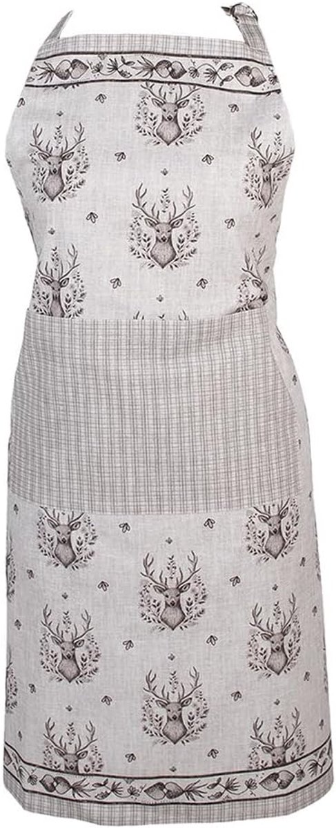 Clayre & Eef Kitchen Apron 70x85 cm Beige Cotton Deer, beige - ShopVlot