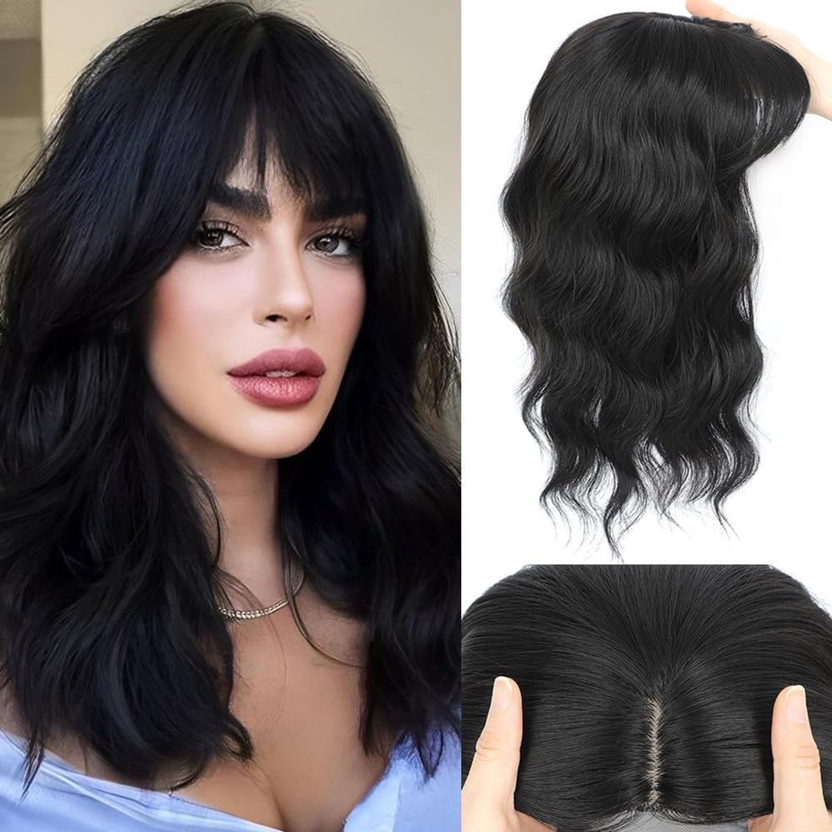 Haarstuk natuurlijk golvend - echt haar extensie - voor volume en stijl - perfect voor dagelijks gebruik - ShopVlot