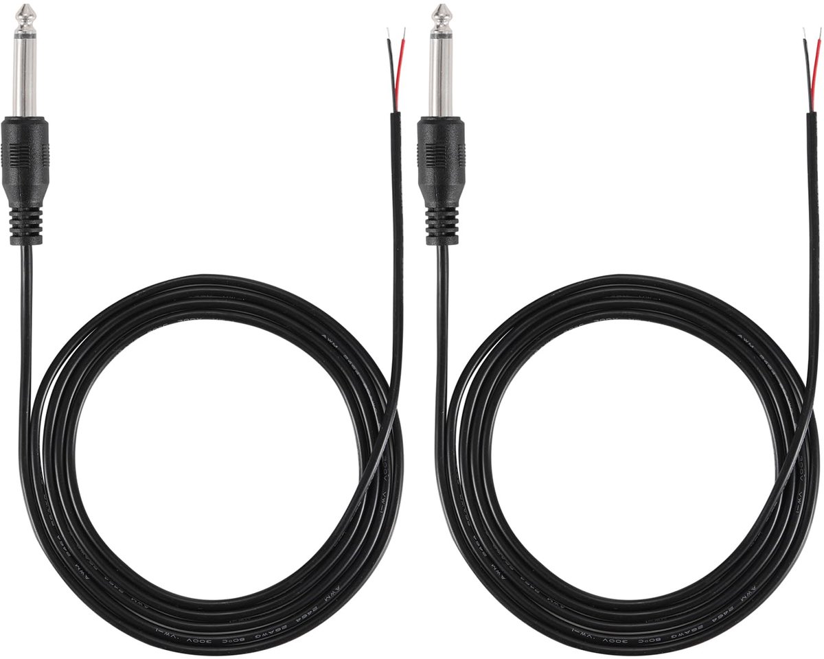 Audio kabel 1,5m 6,35mm jack - mono male connector - open uiteinde - vervangingskabel voor microfoon en speaker - ShopVlot