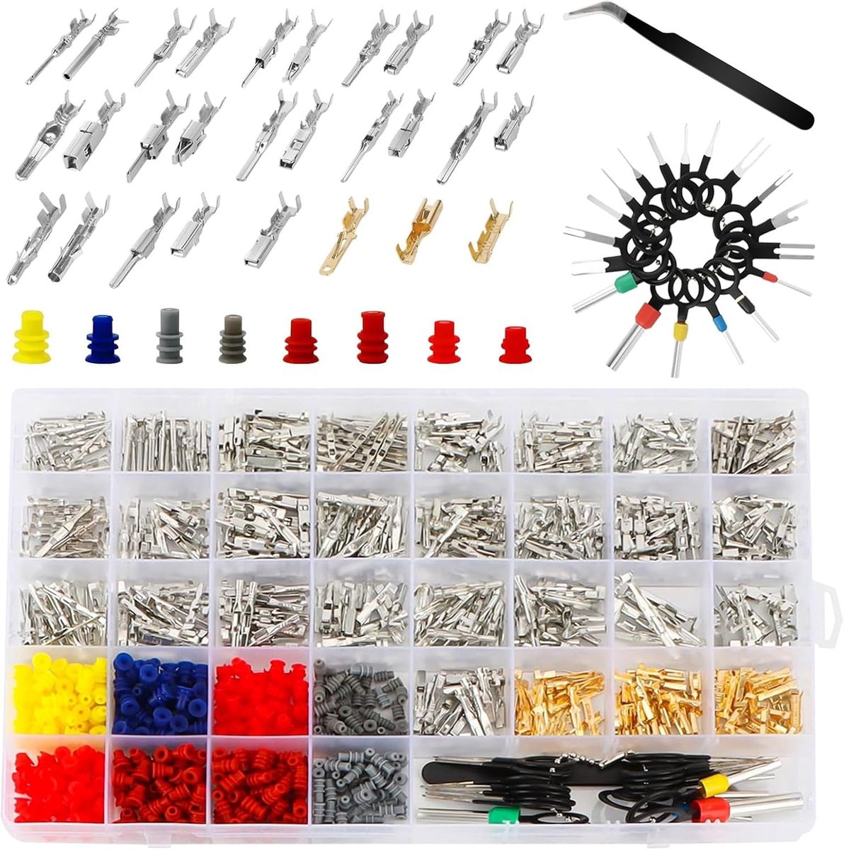 Auto-connectorset 969 stuks - Krimptang en ontgrendelingsgereedschap - Waterdicht stekkerpinnen - ShopVlot