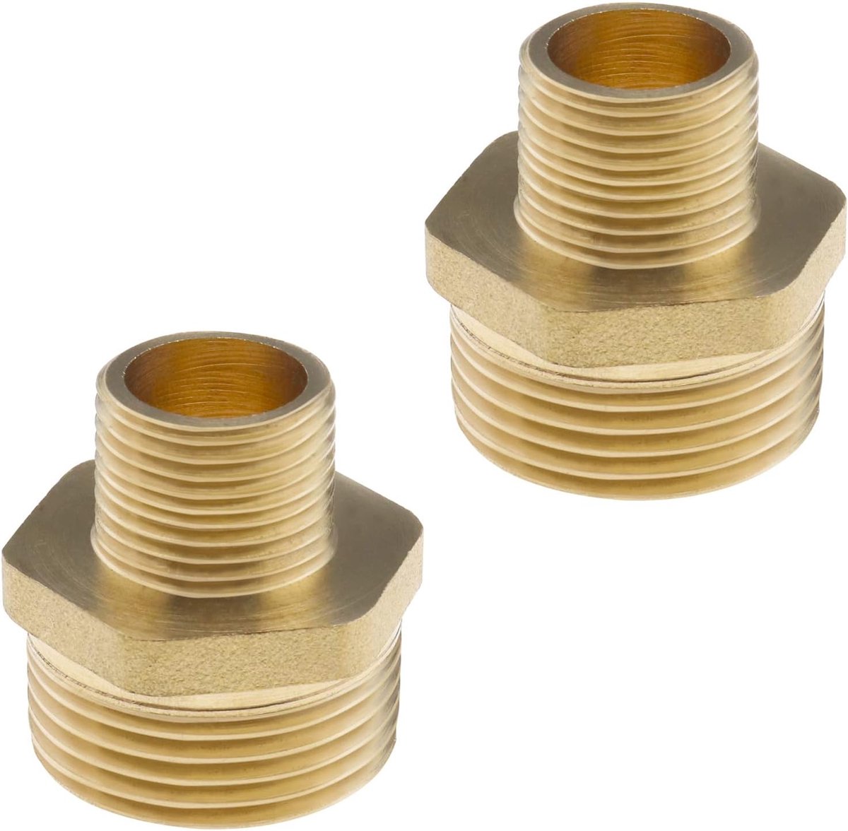 Brass pipe fitting 3/4 inch naar 3/8 inch - dubbele hexagon reducer - duurzaam en corrosiebestendig - ShopVlot