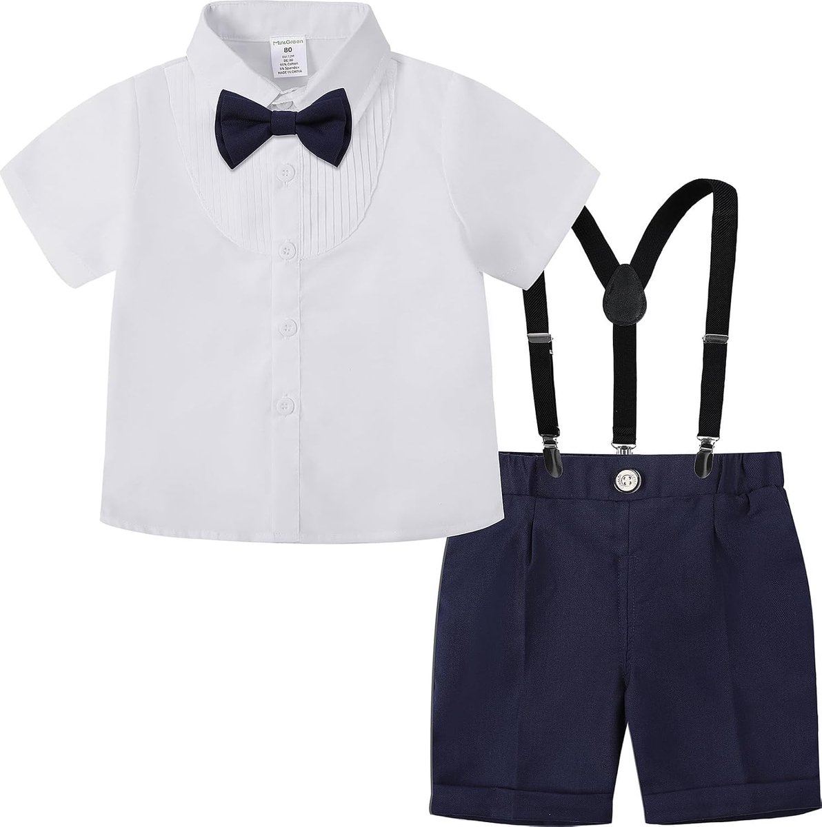 Baby kostuum jongens 1-4 jaar - mintgroen trouwpak - met strikje en korte mouwen - perfect voor speciale gelegenheden - ShopVlot