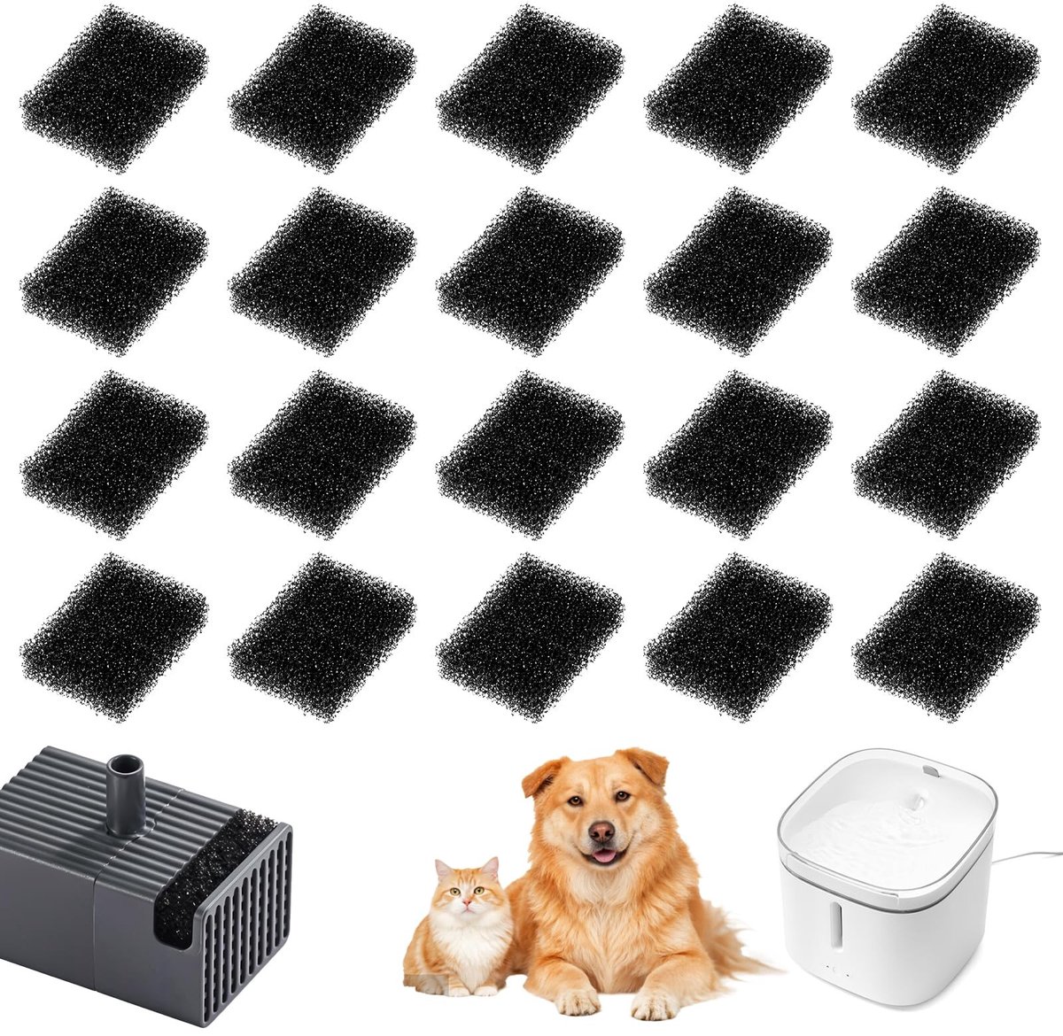 Solidchoice - 30 Stuks Vervangfilters voor Kattenfonteinen, PU Spons