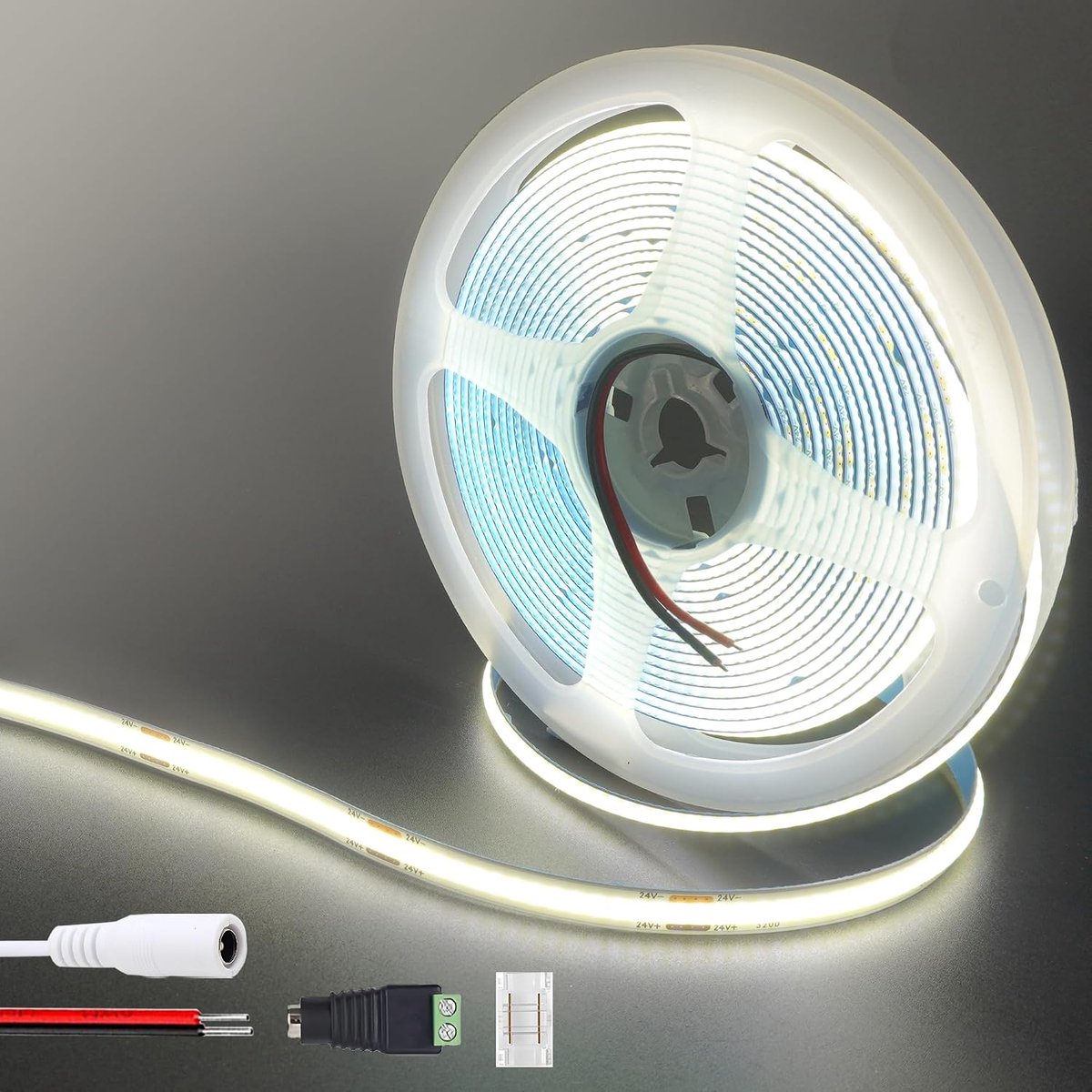 COB LED lichtstrips 6.56FT/2M - koel wit 6500K - 320 LEDs/m - perfecte verlichting zonder onderbrekingen - ShopVlot