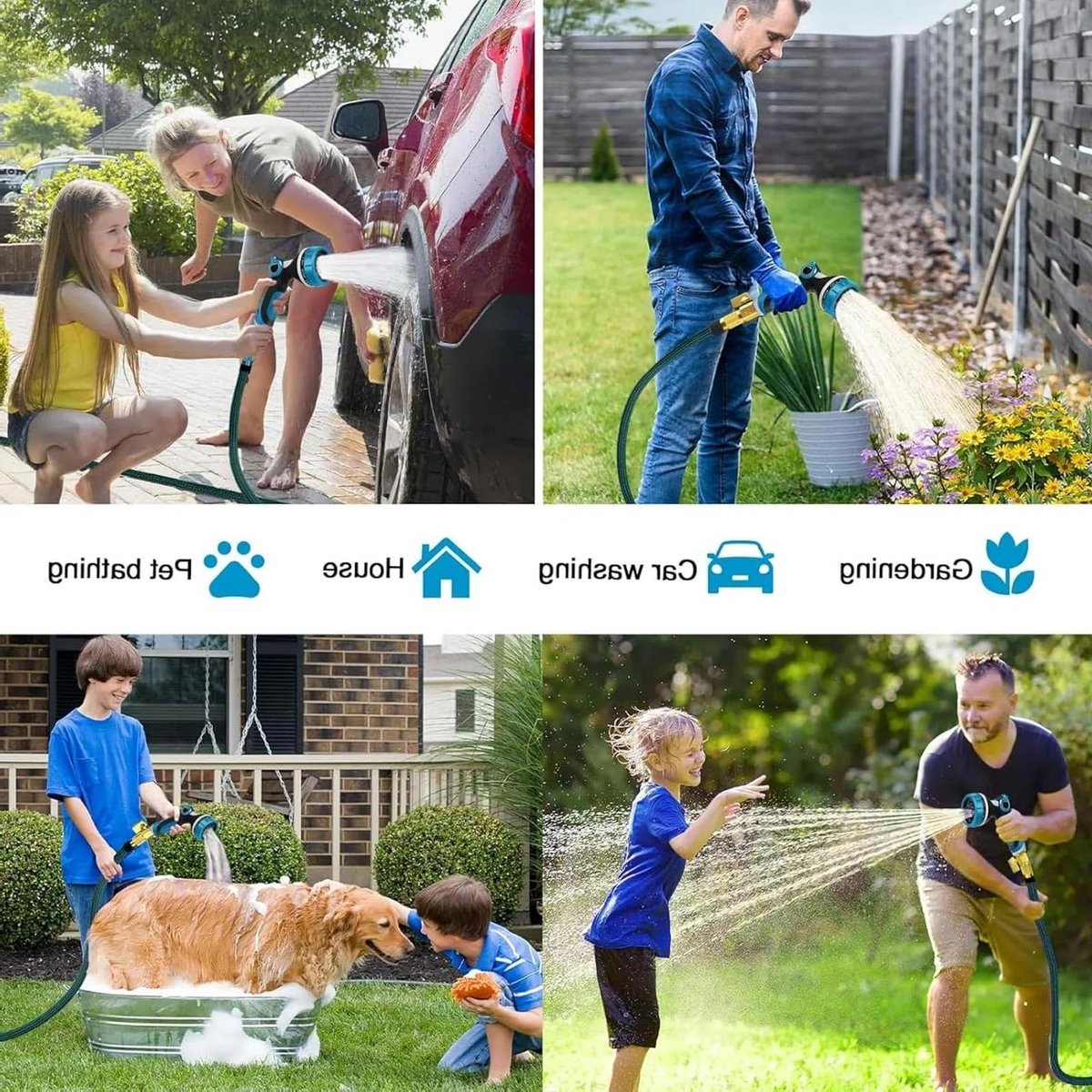 Uitbreidbare tuinslang - Flexibele waterslang - Tuin water geven - Messing connectoren - 30 meter - Blauw