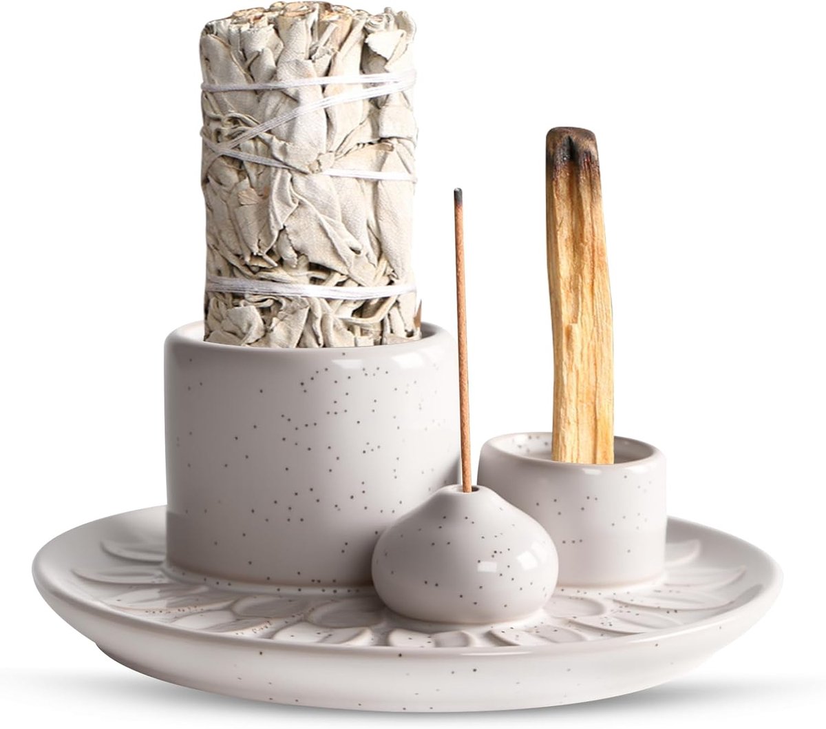 Ceramische wierookkom - witte salie houder - multifunctioneel - perfect voor meditatie - ShopVlot