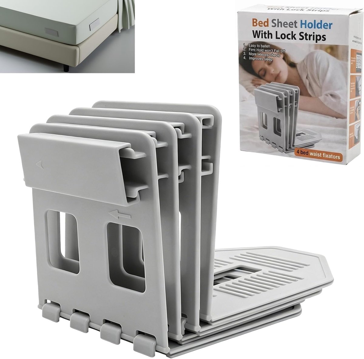 Hoeslakenhouder 4-delig - Antislip en duurzaam - Houdt lakens strak - Verbeter je slaapcomfort - ShopVlot