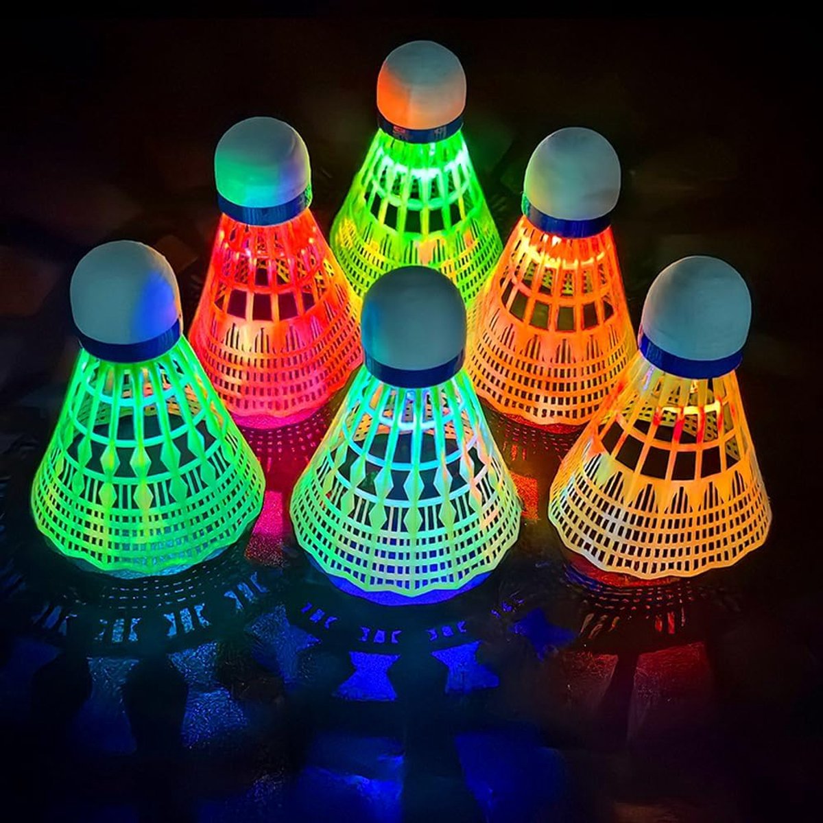 Badmintonballen set 6 stuks - nylon - lichtgevend - ideaal voor binnen en buiten - ShopVlot