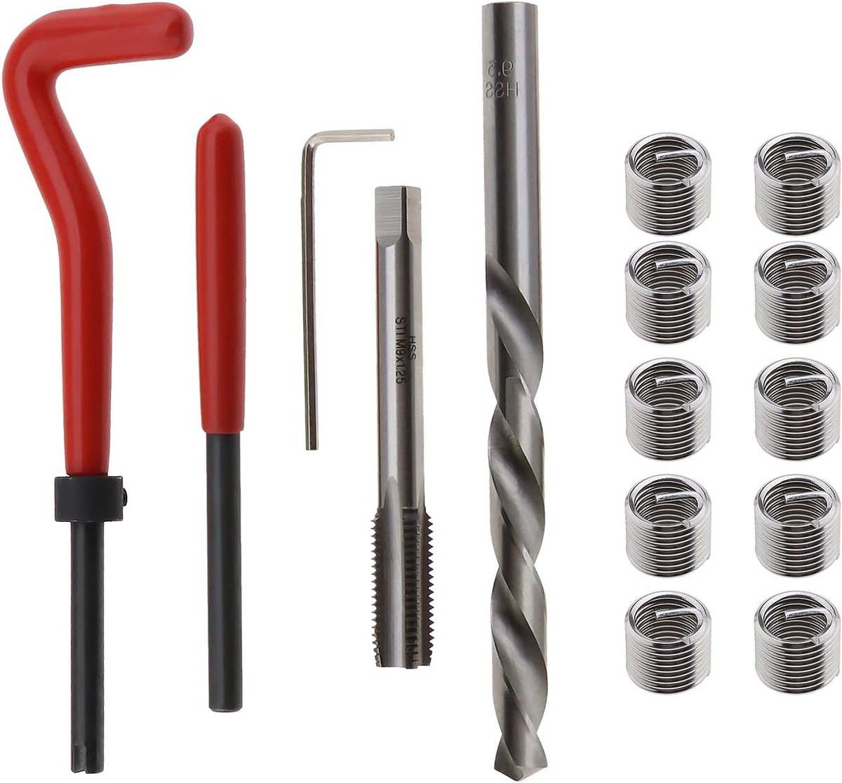 Wire Repair Kit M9 x 1.25m - Staal - Hoge slijtvastheid - Voor het repareren van beschadigde schroefdraad - ShopVlot