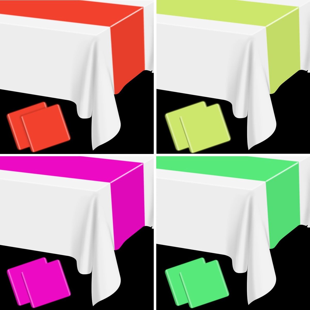 Neon Table Runner - Glow in the Dark Multicolor Fluorescent Table Runner for Let's Glow Party Supplies Neon Party - ShopVlot