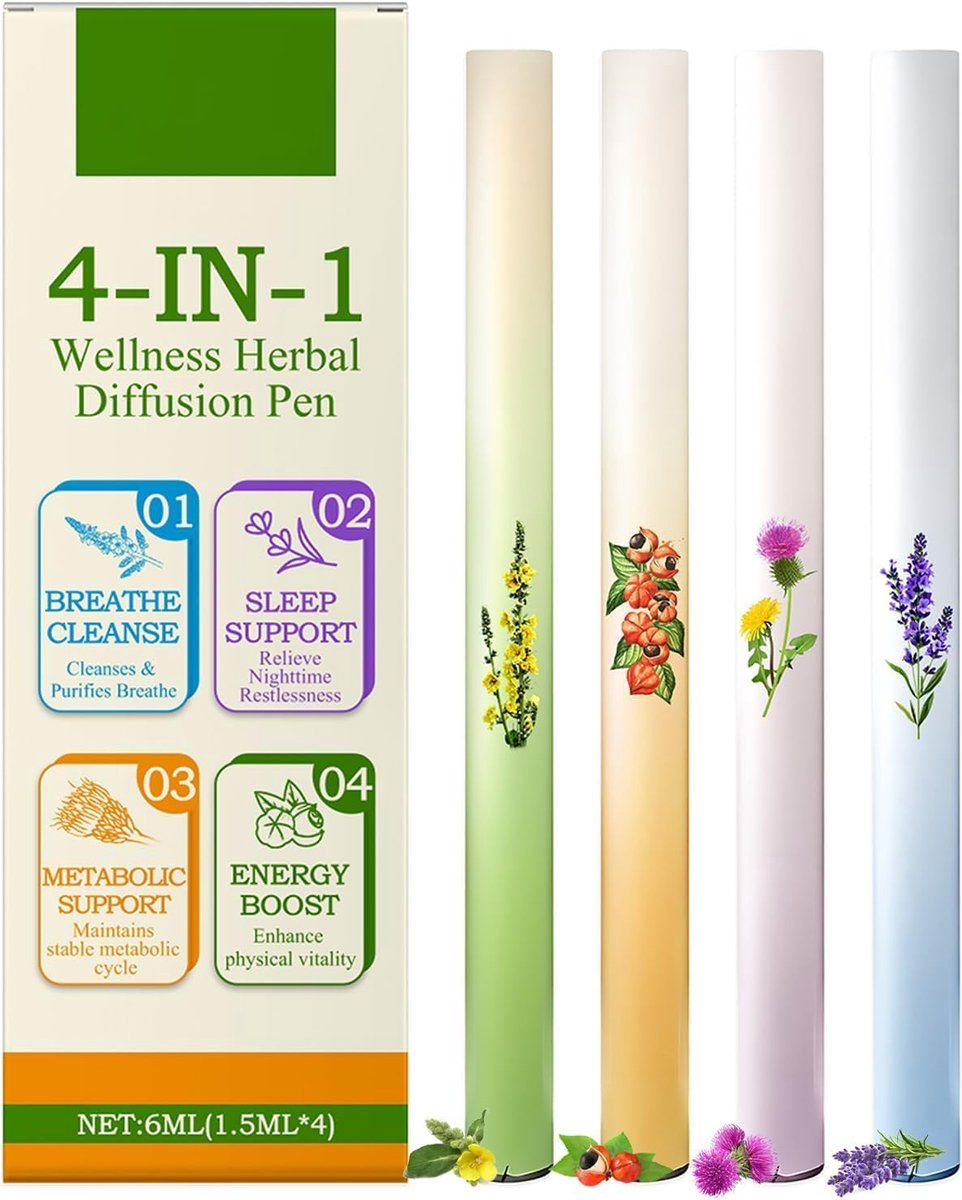 Herbal Purifier, 4 stuks kruidendiffuser, mullein kruiden, longreiniging, spray voor mannen en vrouwen - ShopVlot