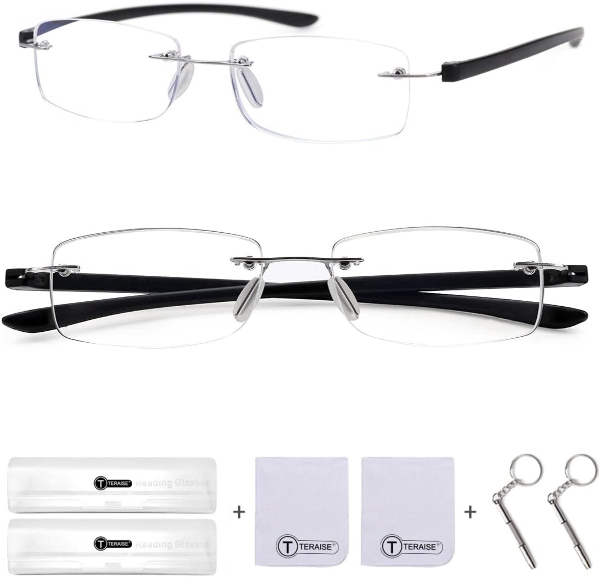 TERAISE Frameless Reading Glasses for Men and Women, Blue Light Blocking Reading Glasses, Ultralight Frameless Reading - ShopVlot