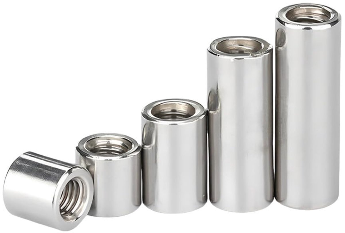 Ronde Verbindingsmoeren M12 x 30 mm - Koppelingsmoeren Connector Lange Schroefdraadmoffen Roestvrij Staal 304 - ShopVlot
