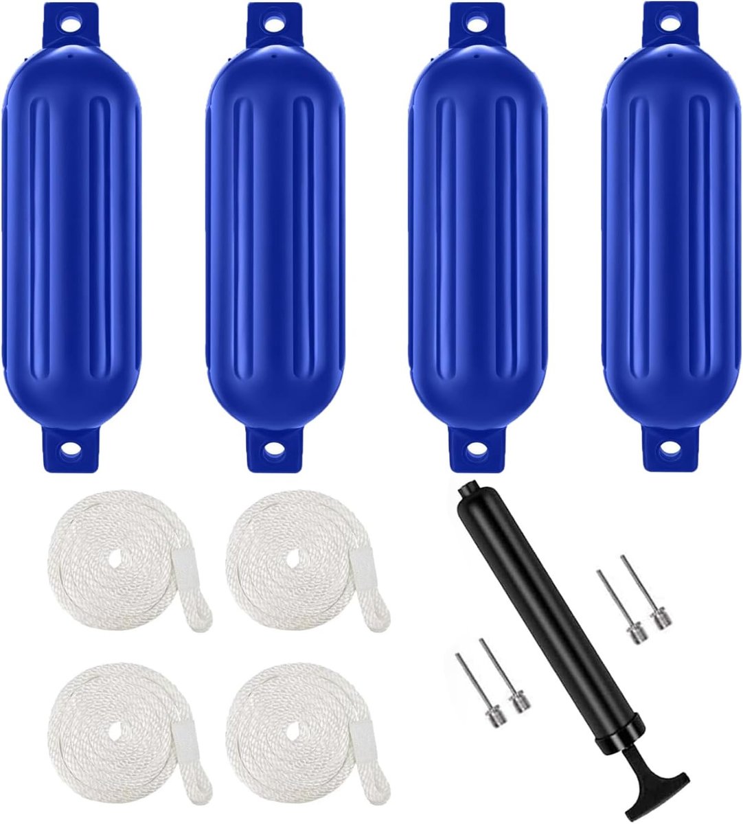 NEWFUN Set van 4 spatborden voor boot, pvc, 40 x 10 cm, spatborden, vleugellijnen inbegrepen, opblaasbaar, geribbeld - ShopVlot
