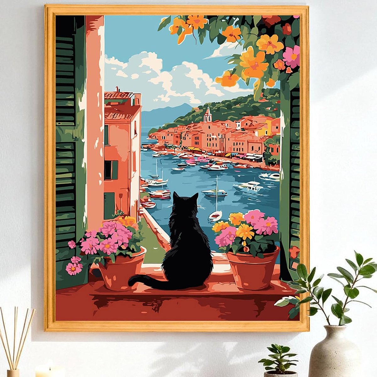 CEOVR Landschap schilderen op nummer volwassenen katten en havens DIY Paint by Numbers Kits 40 x 50 cm schilderen op - ShopVlot