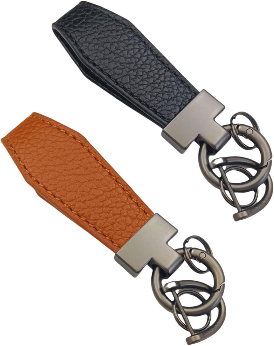 2 stuks autosleutelhangers, autosleutelhanger voor dames, PU-leer, elegante sleutelhanger met D-gesp, anti-cadeau voor - ShopVlot
