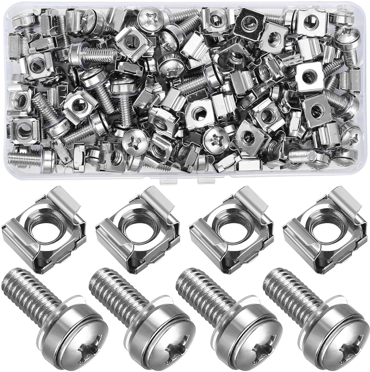 Cage Nuts en Schroeven Set 110Pcs - Roestvrij staal - Hoogwaardige duurzaamheid - Voor netwerkkasten - ShopVlot