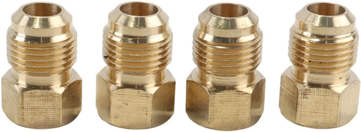 Messing 3/8 flare stekkers - 4 stuks - massief messing - hoge corrosiebestendigheid - ShopVlot