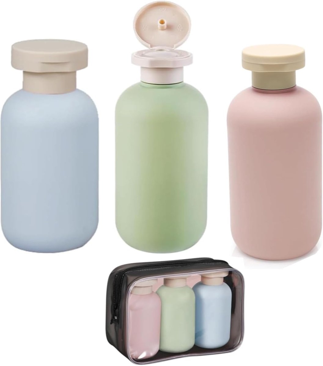 Siliconen Reisbottles Set van 3 - 200ml Herbruikbare Lekvrije Flessen - Voor Shampoo en Lotion - Ideaal voor Reizen - ShopVlot
