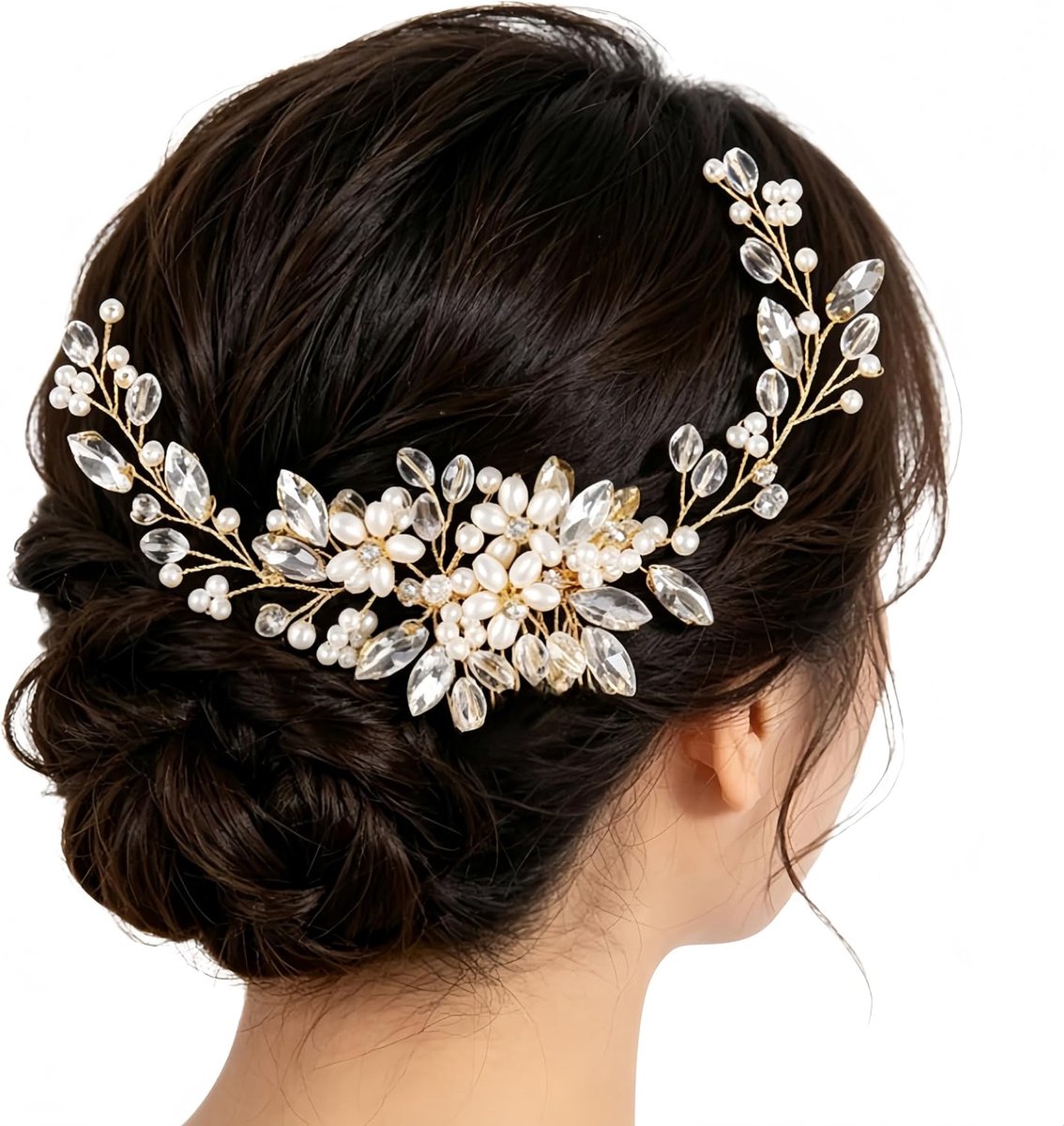 Bruids haaraccessoire - Kristallen haarclip - Elegante bloemvorm - Perfect voor bruiloften - ShopVlot