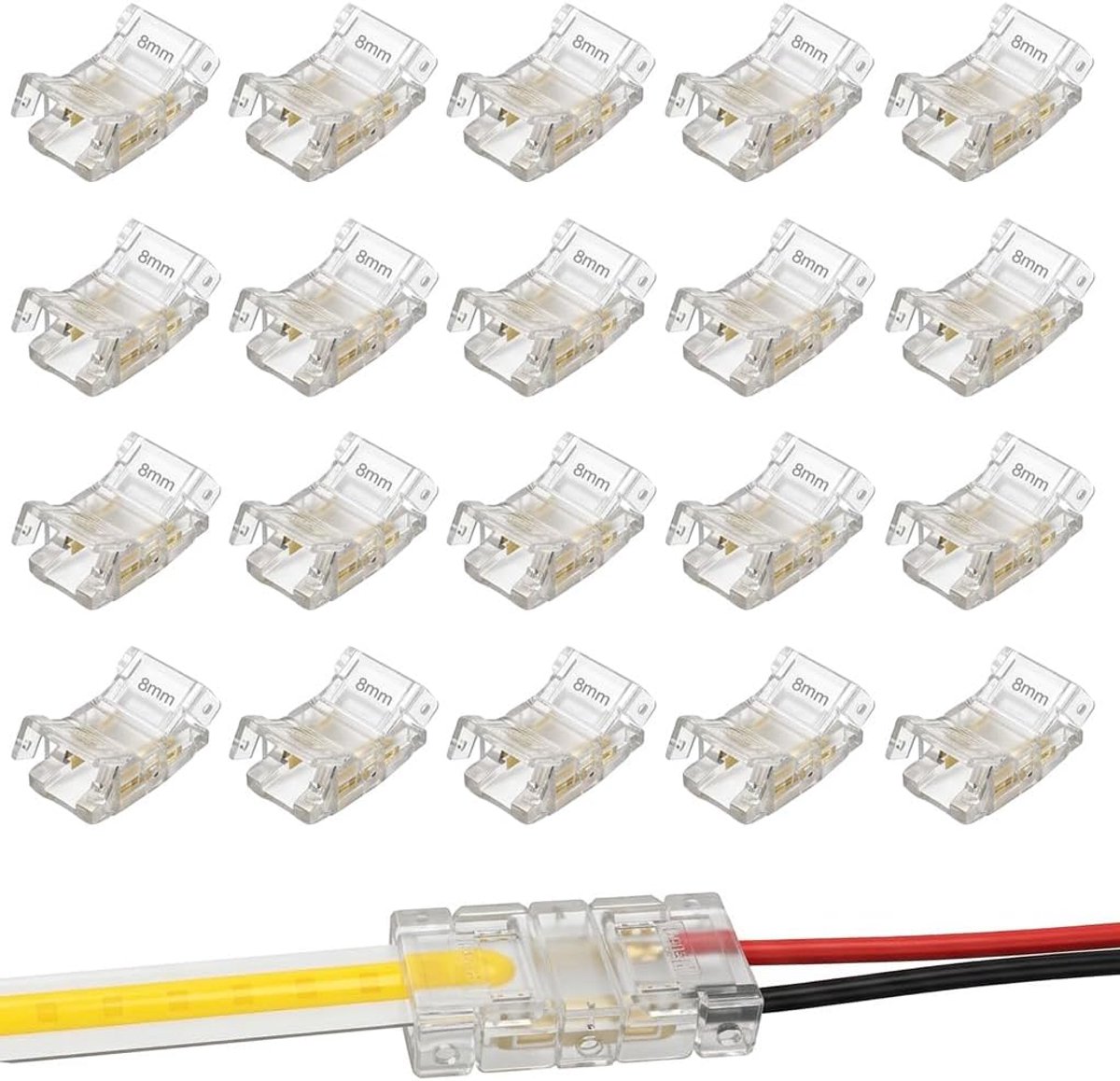 LED-connectoren 2-polig 8 mm - eenvoudige verbinding - zonder solderen - voor ledstrip installatie - ShopVlot
