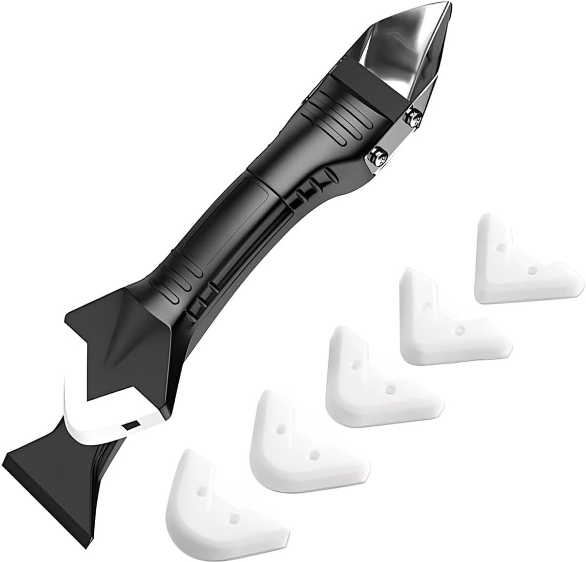 Siliconen spatula 5 verwisselbare koppen - multifunctioneel - voor gladde voegen - ideaal voor keuken en badkamer - m-winkel