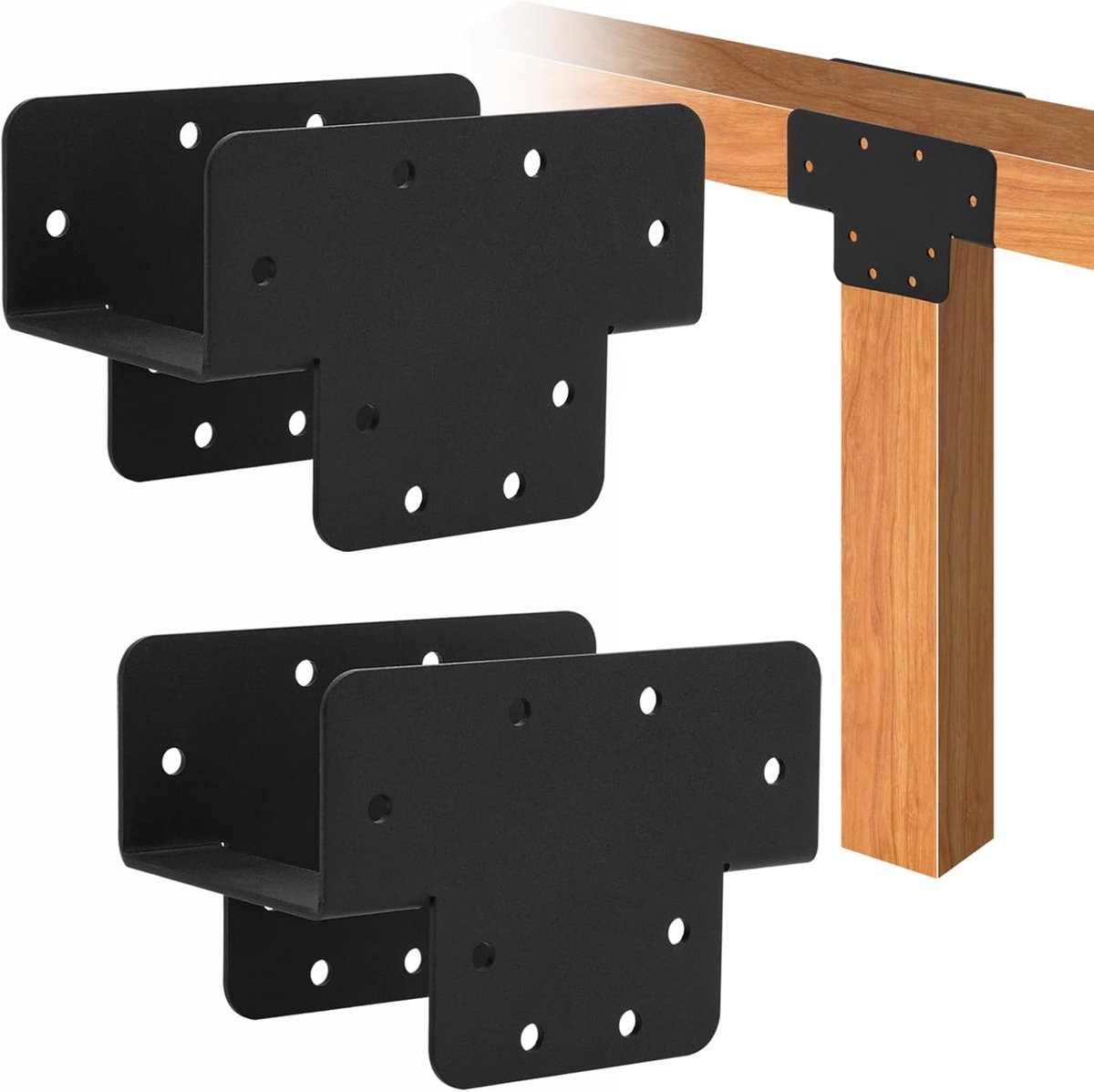 Pergola Kit T-Vormig 4x4 - Heavy Duty Houtbewerking - Matte Zwart - Stevige ondersteuning voor pergola's - ShopVlot