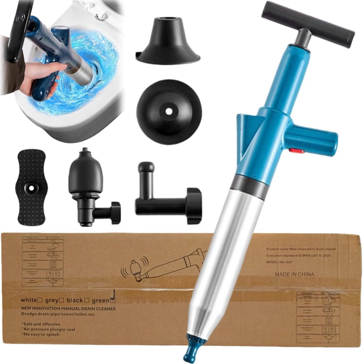 Toiletreinigingsspiraal met manometer - krachtige reiniging - eenvoudig in gebruik - ShopVlot