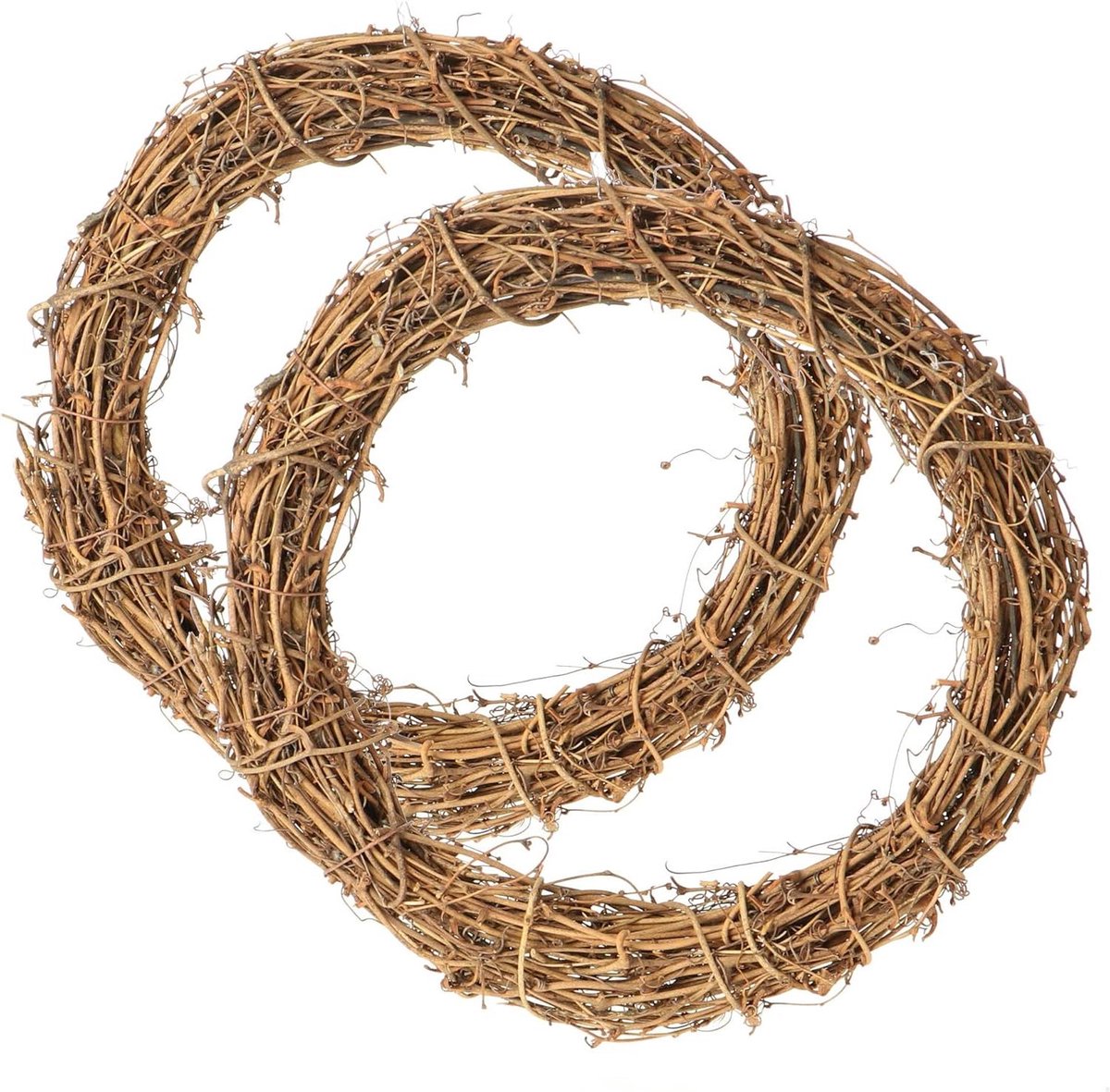 Decoratieve houten krans - Rotan krans - Knutselen en versieren - Natuurlijk materiaal - 2 stuks Ø30cm - Lichtbruin