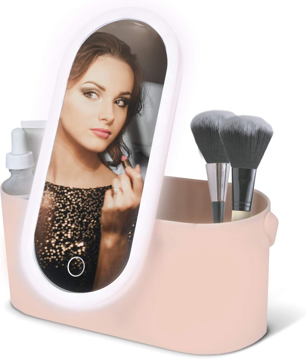 2-in-1 Makeup Case with LED Mirror - Pink Deluxe - ShopVlot